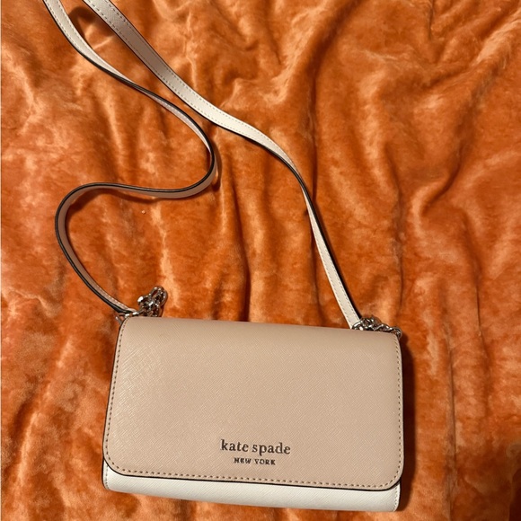 kate spade Handbags - Kate Spade Tan and White Crossbody Bag